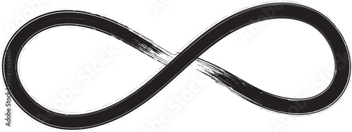 Black brush stroke infinity symbol, representing endless possibilities and concepts