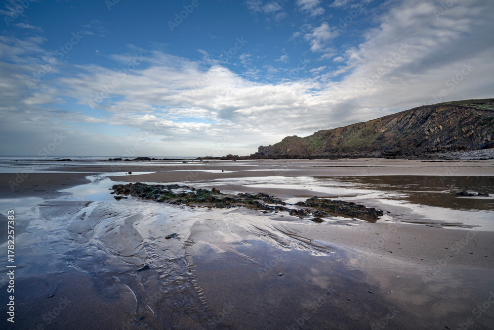 Fototapeta premium Winter morning light on Northcott Mouth beach