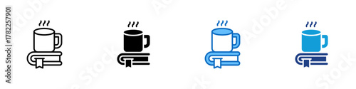 Coffee Break Multiple Style Icon Design Vector - hot coffee cup placed on two stacked books, symbolizing relaxation, study, and work-life balance