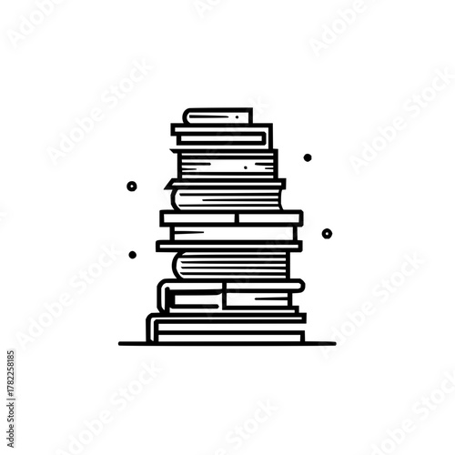 Stack of books vector illustration for education reading library and knowledge concept line art design icon 100