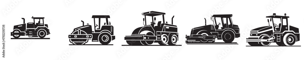 Fototapeta premium Vibratory roller in vector