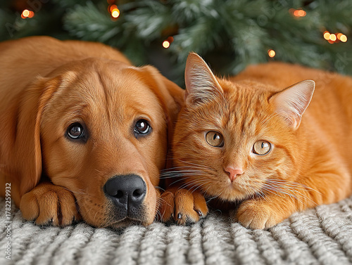 a dog and cat by the Christ...