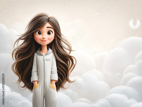 astro girl in space