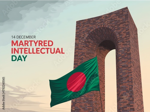 Remembering martyred intellectual day in bangladesh with national flag flying high