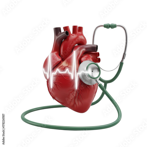 Medical Clipboard with ECG Line Stethoscope Vector, Cardiac Health Report Graphic, Doctor Examination Form Illustration, Pulse Rate Checkup