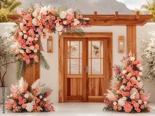 lush flower stand at a wedding