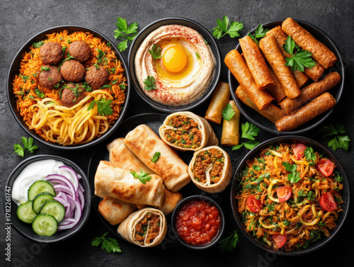 mezze platter of Lebanese food