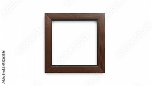 Dark brown wooden frame set against a white backdrop, ideal for display or presentation purposes