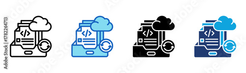 Cloud Archive Icon Multi Style Vector Illustration