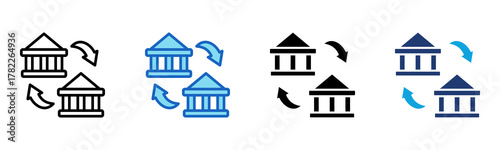 Connected Government Icon Multi Style Vector Illustration