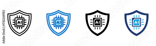 Ai Security Icon Multi Style Vector Illustration