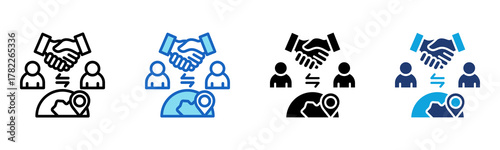 Global Partnership Icon Multi Style Vector Illustration