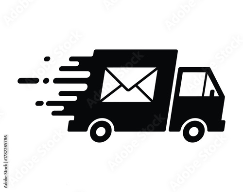 Fast Delivery Truck Icon: Shipping, Logistics, Mail, Courier, and Express Service Vector.