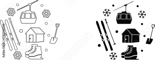 ski boots winter sports  icon vector graphic illustration  with white background flat hand made icon fill icon .