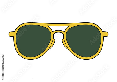 Classic Aviator Sunglasses Icon: Summer, Vacation, Fashion, Eyewear, and Protection Vector.
