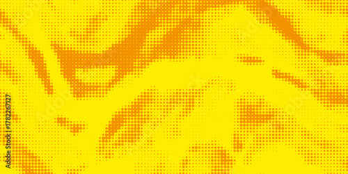 Abstract futuristic halftone pattern. Comic background. Dotted backdrop with circles, dots, point large scale. Design element for web banners, posters, cards, wallpapers, sites. Yellow, orange color