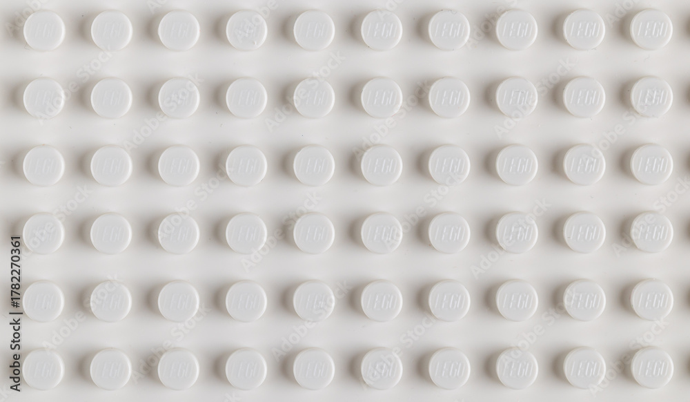Obraz premium White LEGO Baseplate Top View Seamless Pattern