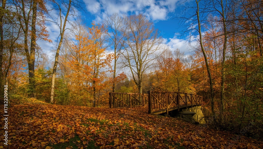 Fototapeta premium A stroll during autumn, reflecting seasonal change