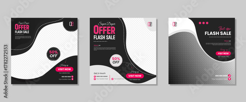 social media template banner blog fashion sale promotion. fully editable instagram and facebook square post frame puzzle organic sale poster. fresh yellow element shape vector