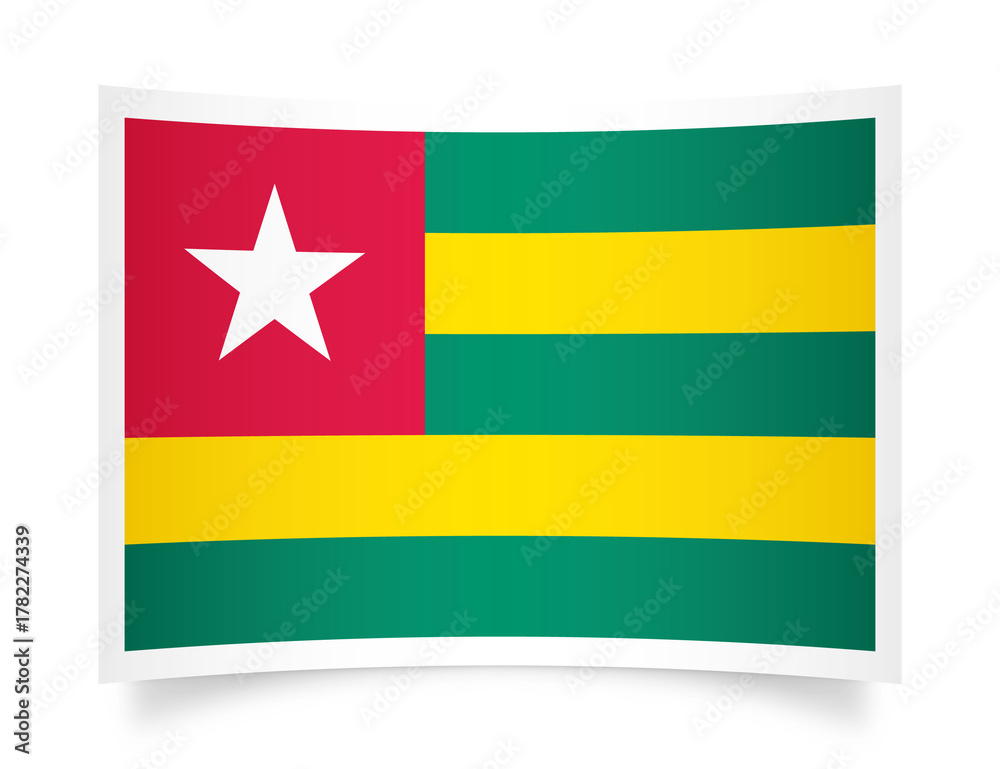Fototapeta premium Togo paper flag 3d illustration. Paper flag of Togo transparent png