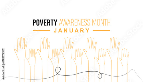 Vector illustration on the theme of Poverty Awareness Month observed each year during January. banner, Holiday, poster, card and background design.