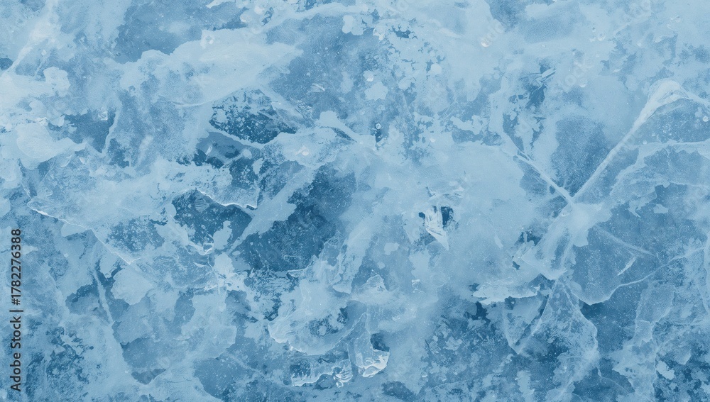 Fototapeta premium Detailed close-up of frozen blue ice crystals, showcasing natural frosty texture for seasonal winter backgrounds