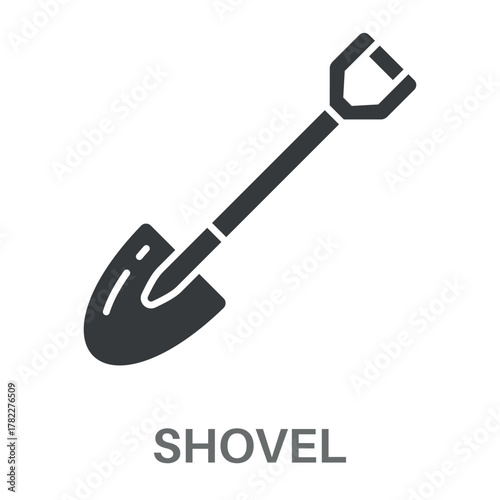Shovel Simple Style Glyph Design Vector 