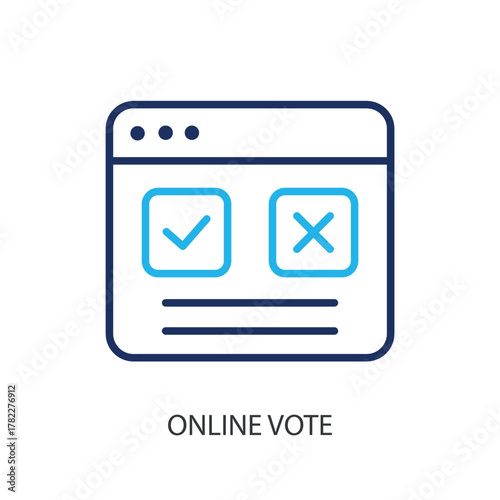 Online vote thin line icons. Original vector illustration.