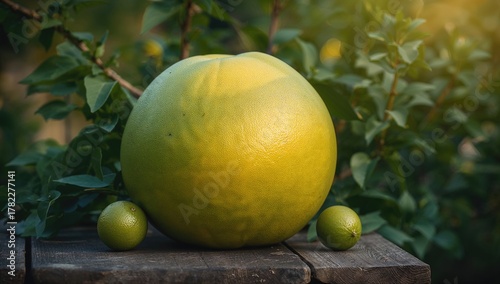 The pomelo, a large citrus fruit native to tropical Asia, belongs to the Rutaceae family and is a predecessor of the grapefruit.