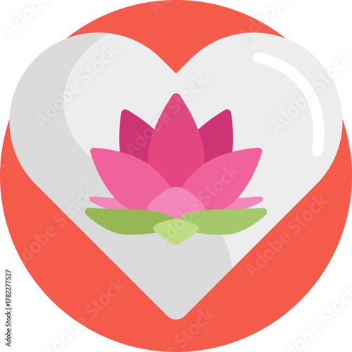 A heart-shaped lotus symbol representing love, peace, and harmony in yoga practice.