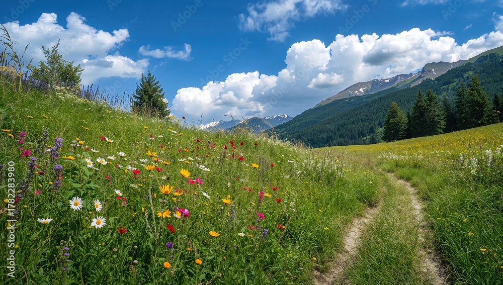 Obraz premium Idyllic summer scenery in a mountainous region, seasonal change