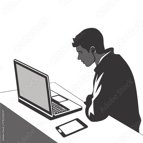 hacker working on laptop