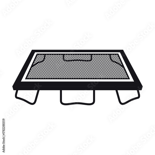 This trampoline icon represents a simple design featuring a rectangular trampoline with a safety net.