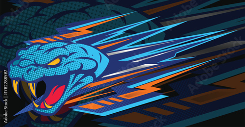 Sport Racing Car Vector Design with Abstract Stripe and Decal Graphics