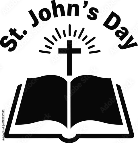 St. johns day vector illustration with open book and cross religious holiday concept for greeting card or banner