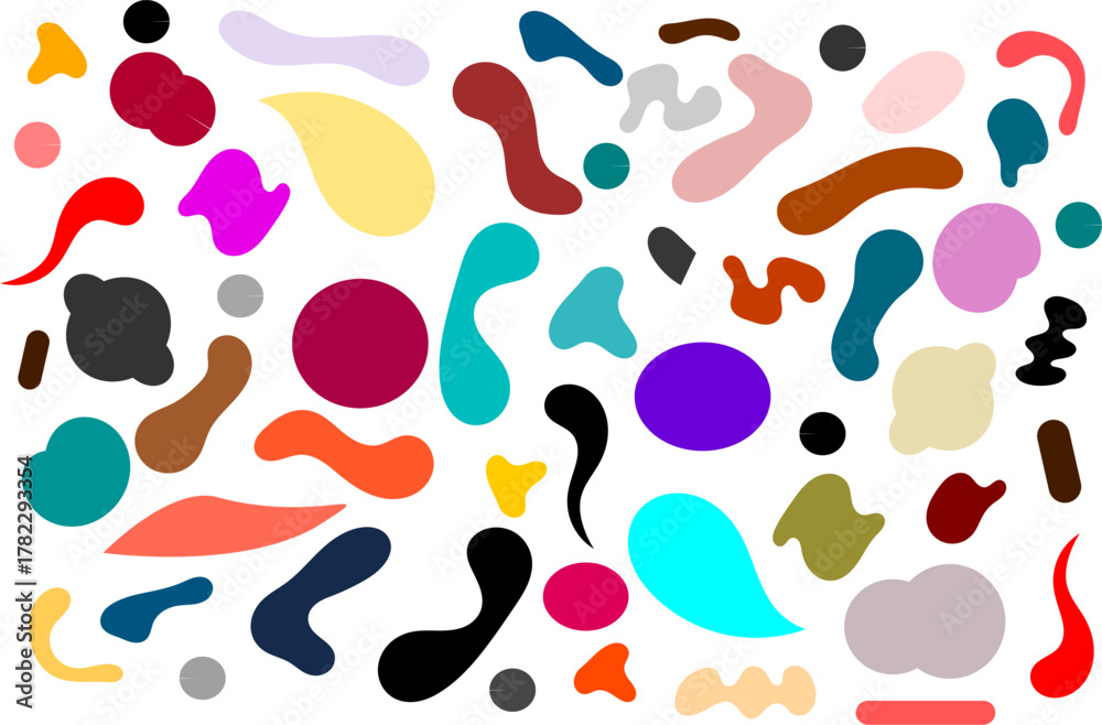 Fototapeta premium Seamless Pattern of Abstract Organic Blob Shapes on a Transparent Background