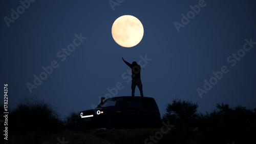 Night Explorer Pointing to the Full Moon