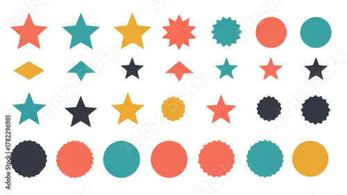 Collection of Star and Circle Badges Versatile Graphic Elements