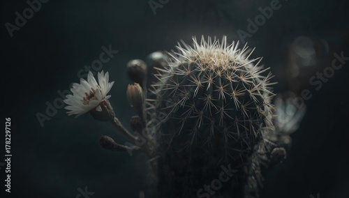 Close-up image of a cactus emphasizing light and shadow contrasts, showcasing its unique textures