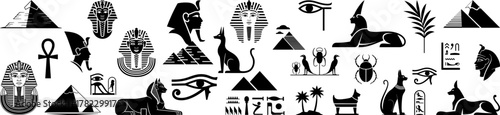 Egyptian symbol collection, egyptian hieroglyphs, vector art.