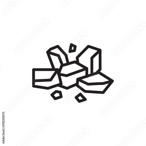 Gravel or aggregate icon symbolizing loose construction material and mineral resources, representing modern civil engineering, specialized infrastructure inputs, and raw material supply chain.