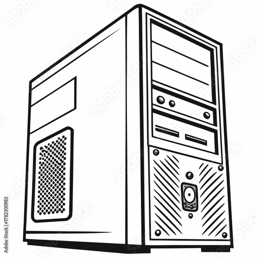 black and white vector illustration of an office building