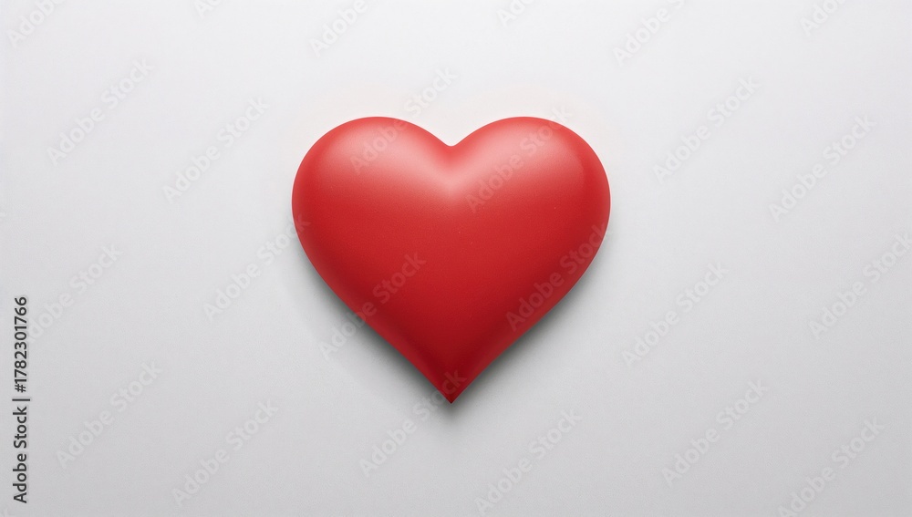 Fototapeta premium Red heart symbol for Valentine's Day. Isolated heart shape on plain background.