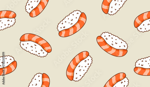 Cute sushi pattern background vector design