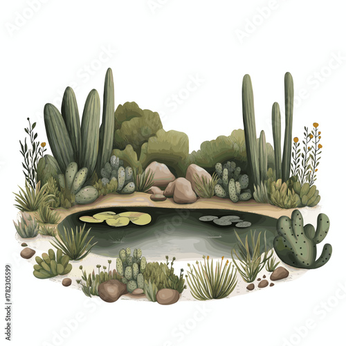 Ybycui National Park. Ybycui National Park hand drawn watercolor illustration