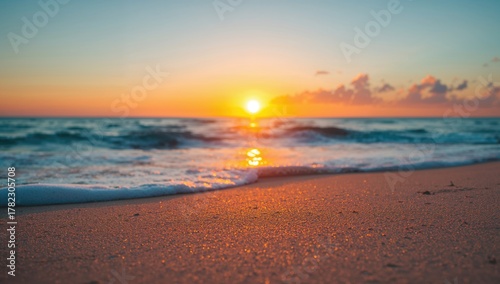 Fototapeta Naklejka Na Ścianę i Meble -  Closeup of sandy beach, ideal for relaxation, summer vibe