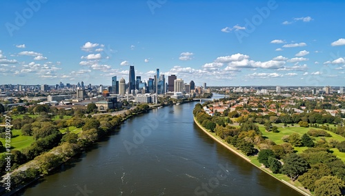 Wallpaper Mural Wide-angle view overlooking a river from above Torontodigital.ca