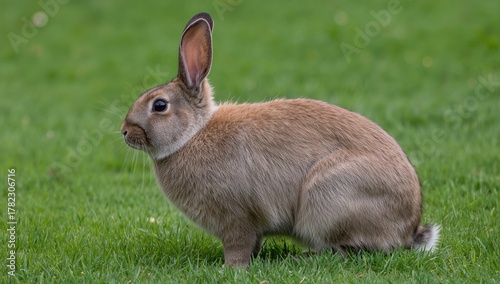 The Flemish Giant Rabbit, a prominent domestic breed known for its size, outdoors on a farm, showcasing its natural habitat