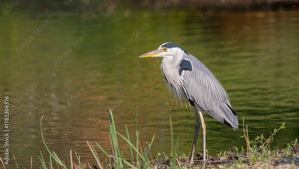 Fototapeta premium Black crowned Night Heron perched on a branch, observing its surroundings, wildlife observation