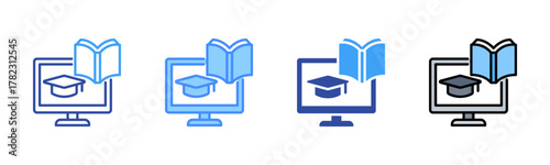 Online Course Icon, Multi Styles Icon Set